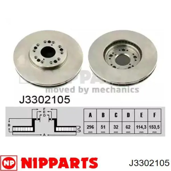 J3302105 Nipparts диск тормозной передний