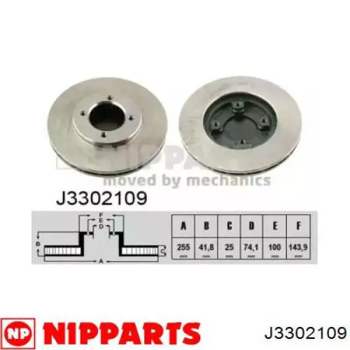 Передние тормозные диски J3302109 Nipparts