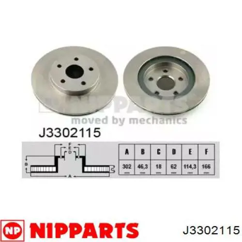 Передние тормозные диски J3302115 Nipparts