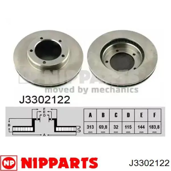 Передние тормозные диски J3302122 Nipparts