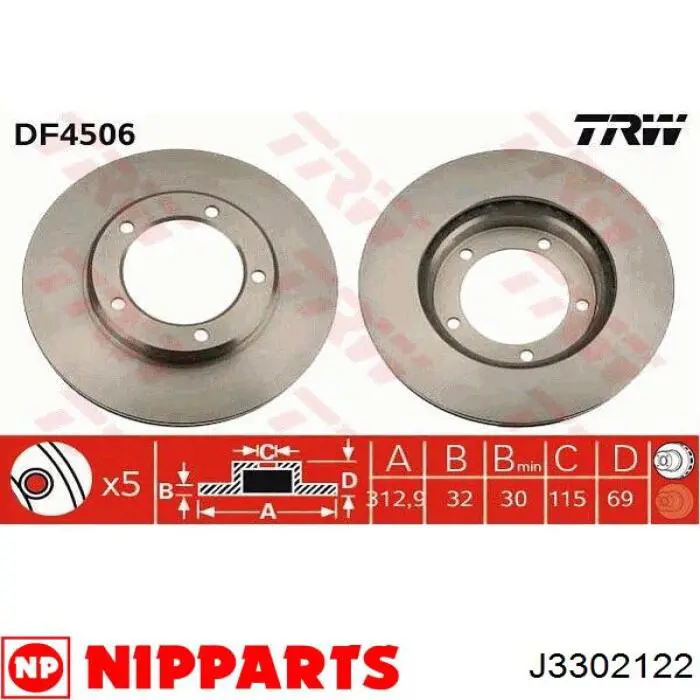 Передний тормозной диск Nipparts J3302122