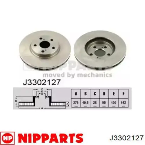J3302127 Nipparts диск тормозной передний
