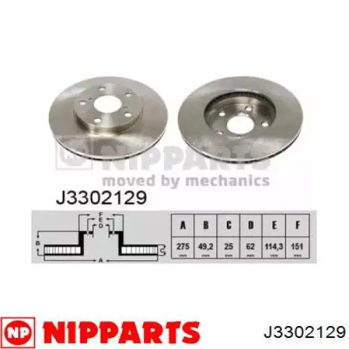 Передние тормозные диски J3302129 Nipparts