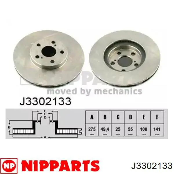 J3302133 Nipparts диск тормозной передний