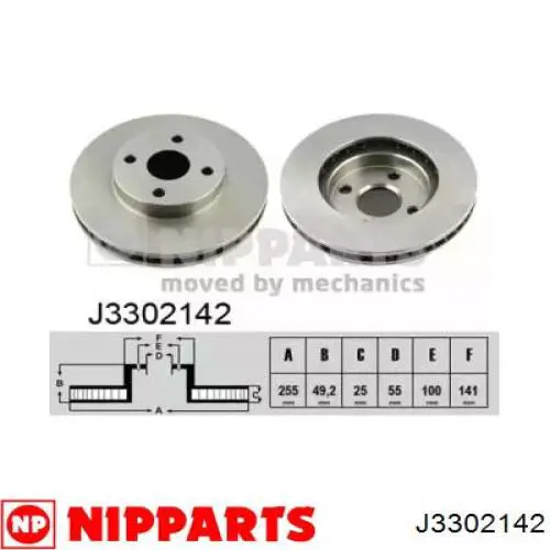 Передние тормозные диски J3302142 Nipparts