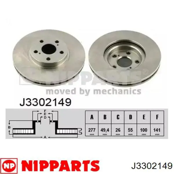 J3302149 Nipparts диск тормозной передний