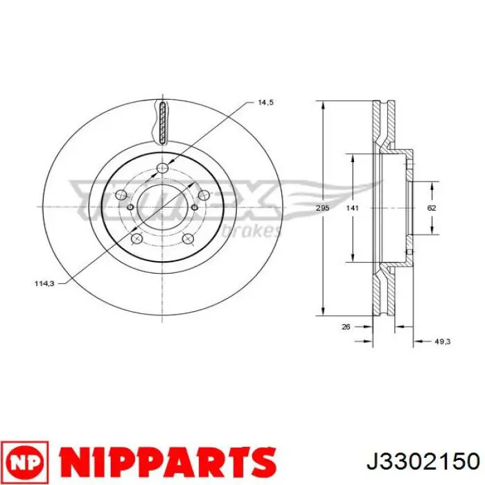 Передний тормозной диск Nipparts J3302150