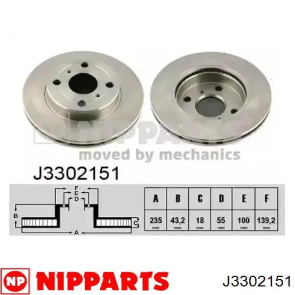 Передние тормозные диски J3302151 Nipparts