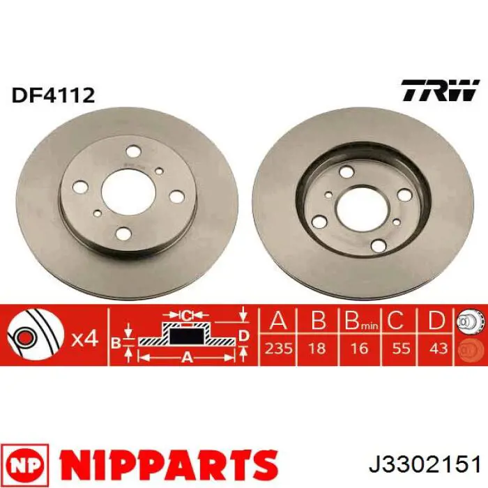 Купить J3302151 Nipparts Ротор тормозной