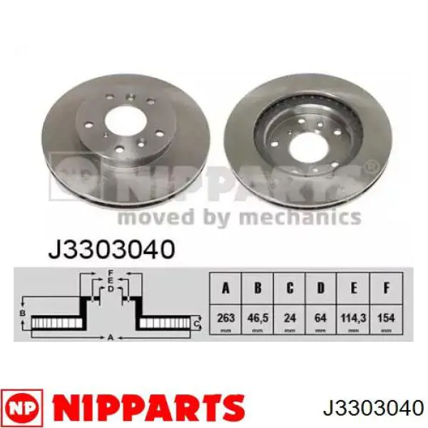 J3303040 Nipparts диск тормозной передний