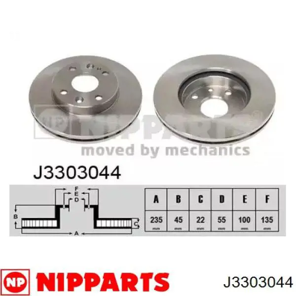 J3303044 Nipparts Диск тормозной передний