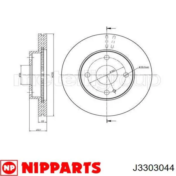 Тормоз дисковый передний Nipparts J3303044 цена, от 28.30 USD