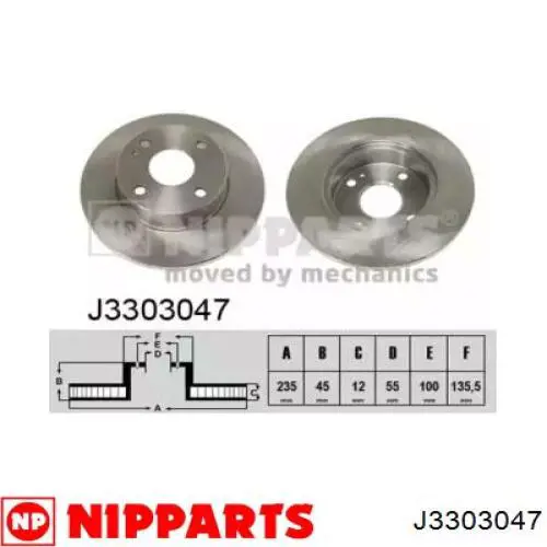 Передние тормозные диски J3303047 Nipparts