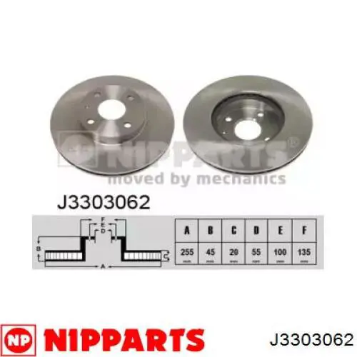 Передние тормозные диски J3303062 Nipparts