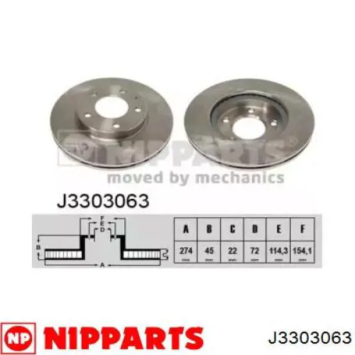 Передние тормозные диски J3303063 Nipparts