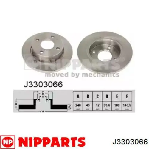 Передние тормозные диски J3303066 Nipparts