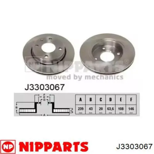 J3303067 Nipparts передние тормозные диски