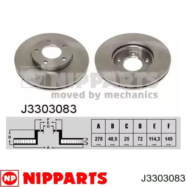 J3303083 Nipparts диск тормозной передний