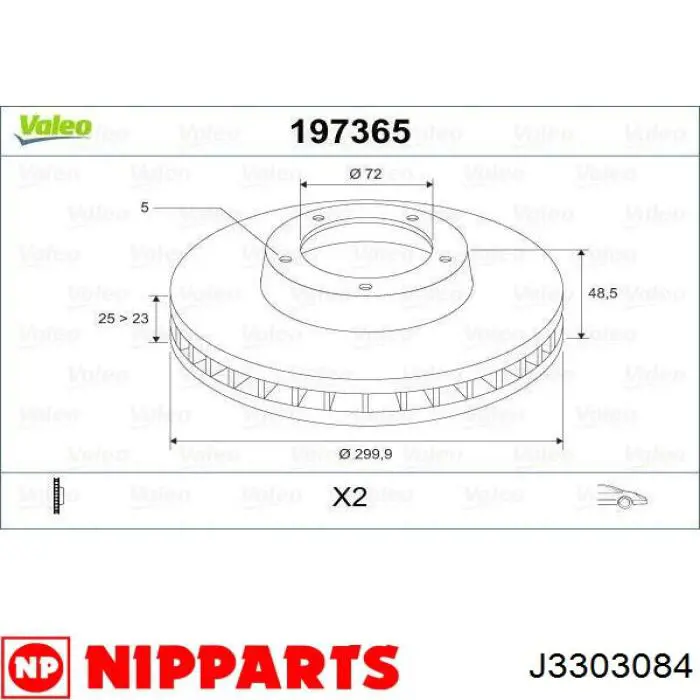 Передние тормозные диски J3303084 Nipparts