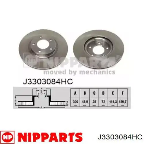 Передние тормозные диски J3303084HC Nipparts