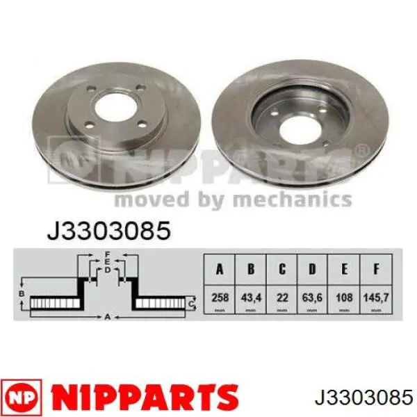 Передние тормозные диски J3303085 Nipparts