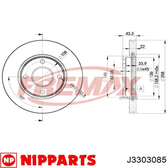Купить J3303085 Nipparts Ротор тормозной