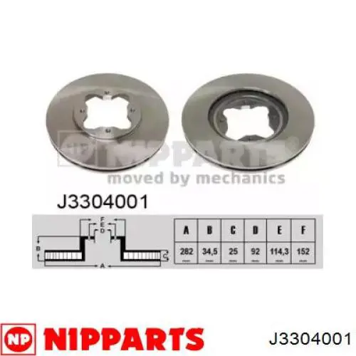 J3304001 Nipparts диск тормозной передний