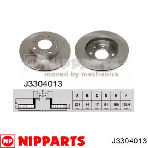 J3304013 Nipparts диск тормозной передний