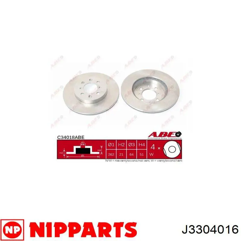Купить J3304016 Nipparts Ротор тормозной