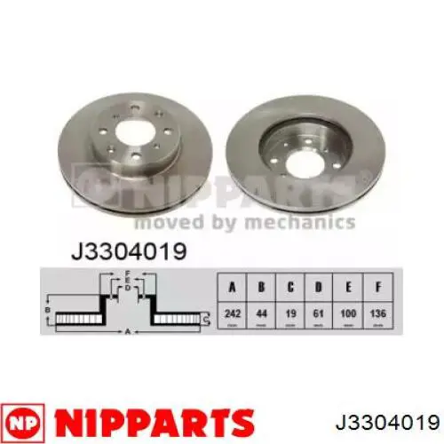 J3304019 Nipparts диск тормозной передний