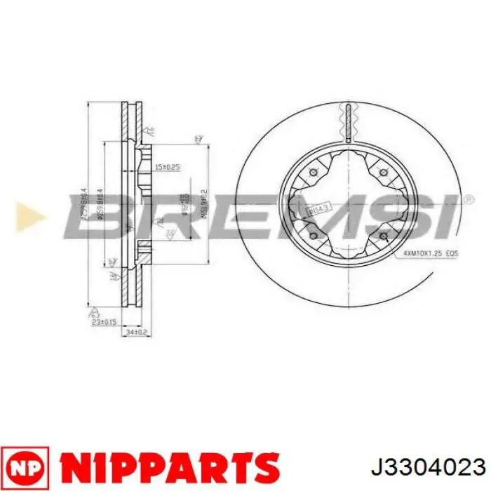 Передний тормозной диск Nipparts J3304023