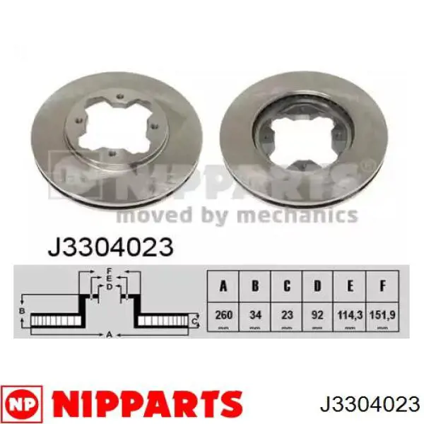 Передние тормозные диски J3304023 Nipparts