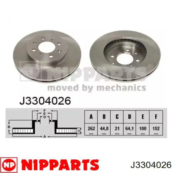 J3304026 Nipparts Диск тормозной передний
