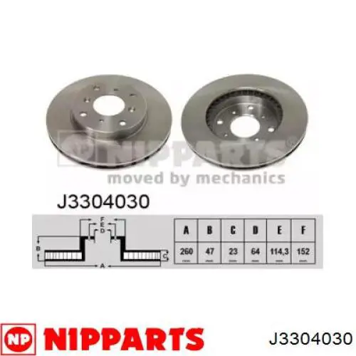 J3304030 Nipparts диск тормозной передний