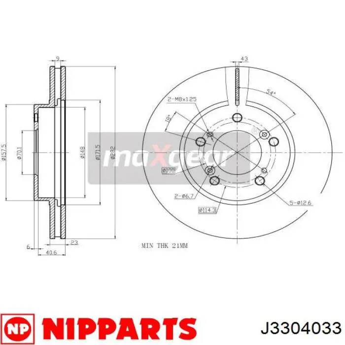 J3304033 Nipparts диск тормозной передний