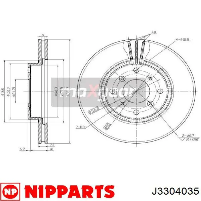 Передние тормозные диски J3304035 Nipparts