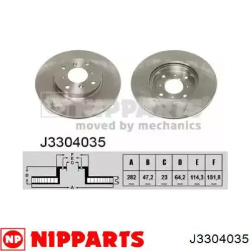 Передние тормозные диски J3304035 Nipparts