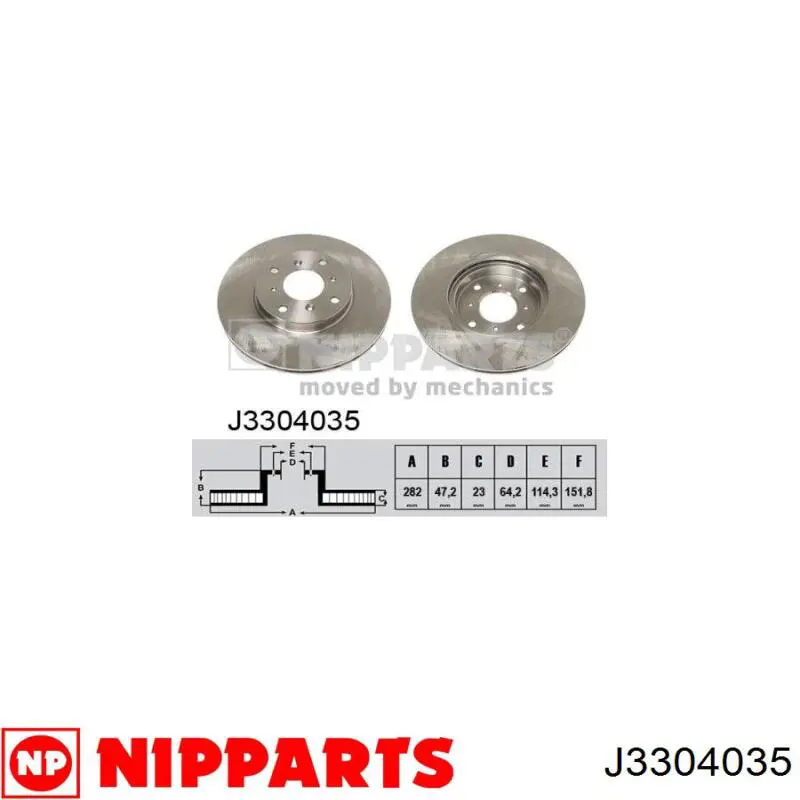 Тормоз дисковый передний Nipparts J3304035 цена, от 41.00 USD