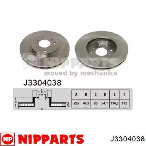 Передние тормозные диски J3304038 Nipparts