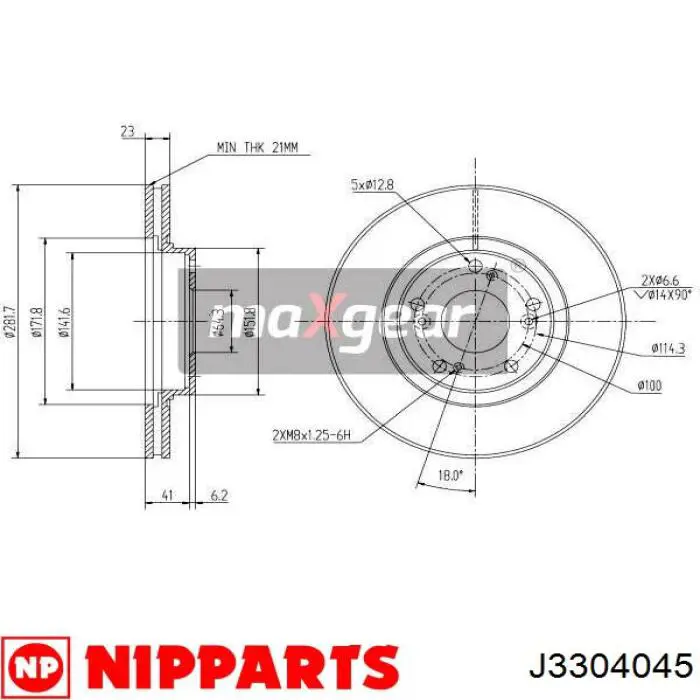 Передний тормозной диск Nipparts J3304045