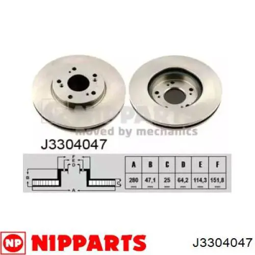 J3304047 Nipparts диск тормозной передний