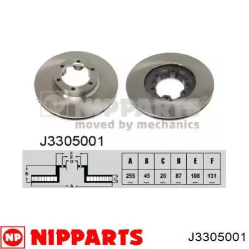 Передние тормозные диски J3305001 Nipparts