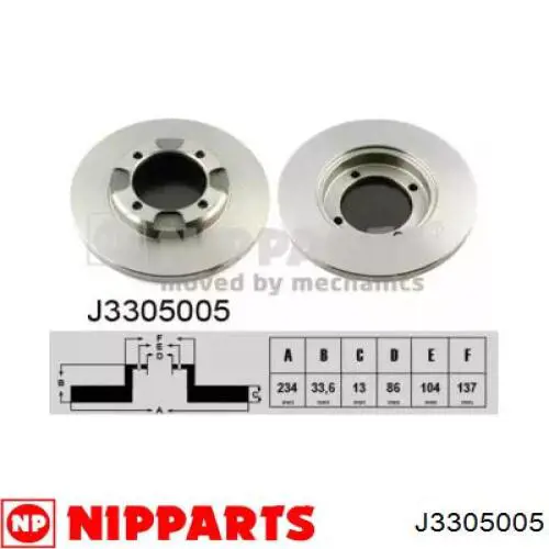 Передние тормозные диски J3305005 Nipparts