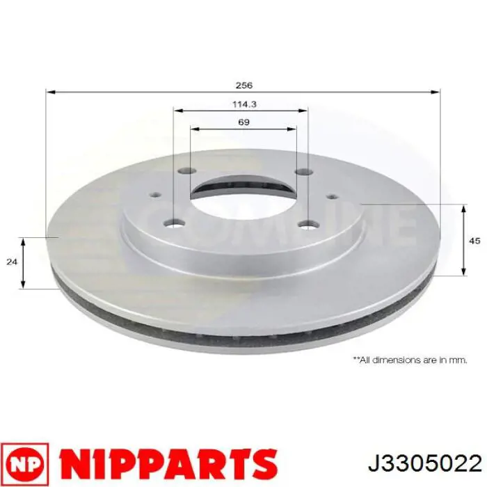 Передние тормозные диски J3305022 Nipparts