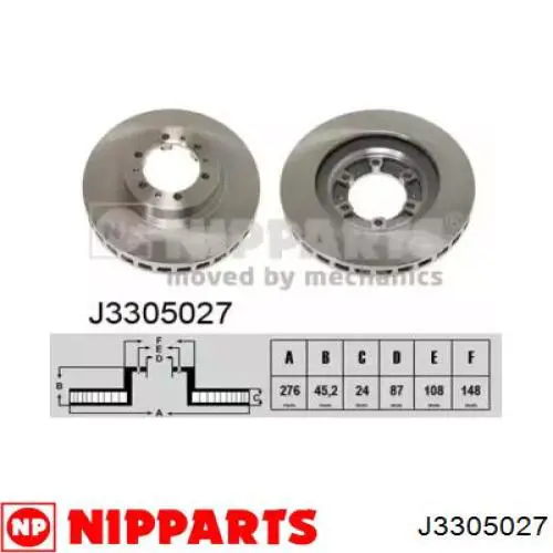 Передние тормозные диски J3305027 Nipparts