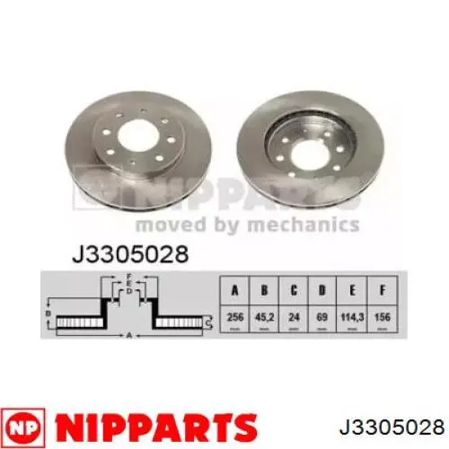 J3305028 Nipparts диск тормозной передний