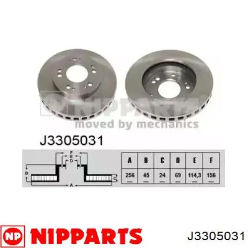 Передние тормозные диски J3305031 Nipparts