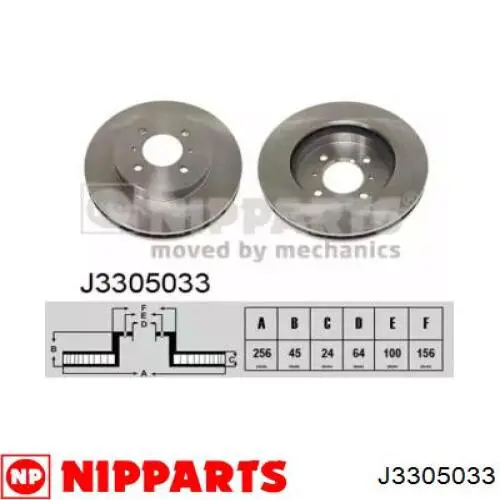 Передние тормозные диски J3305033 Nipparts