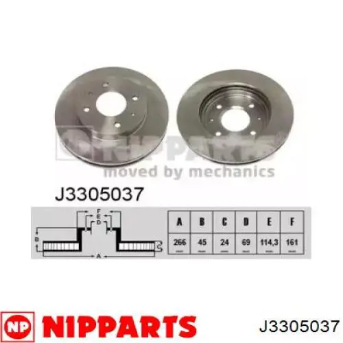 Передние тормозные диски J3305037 Nipparts