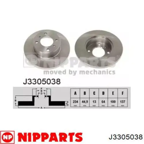 J3305038 Nipparts диск тормозной передний